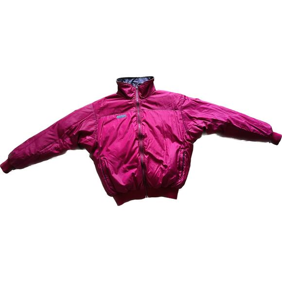Vintage Men's Jacket Columbia Down Puffer Reversible Large Purple Pink - Picture 3 of 7